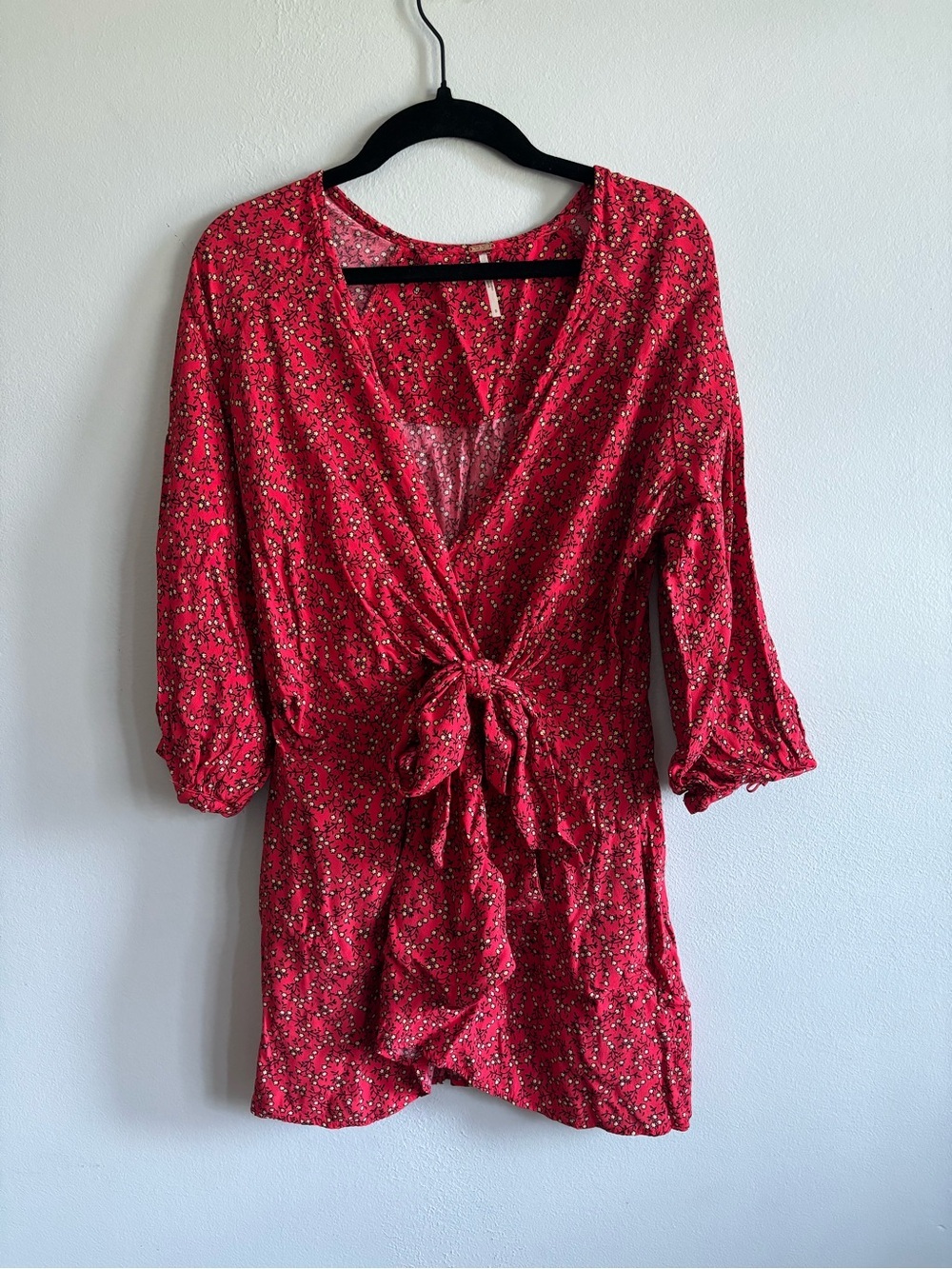 Free People Clara tunic dress in a red ditsy floral